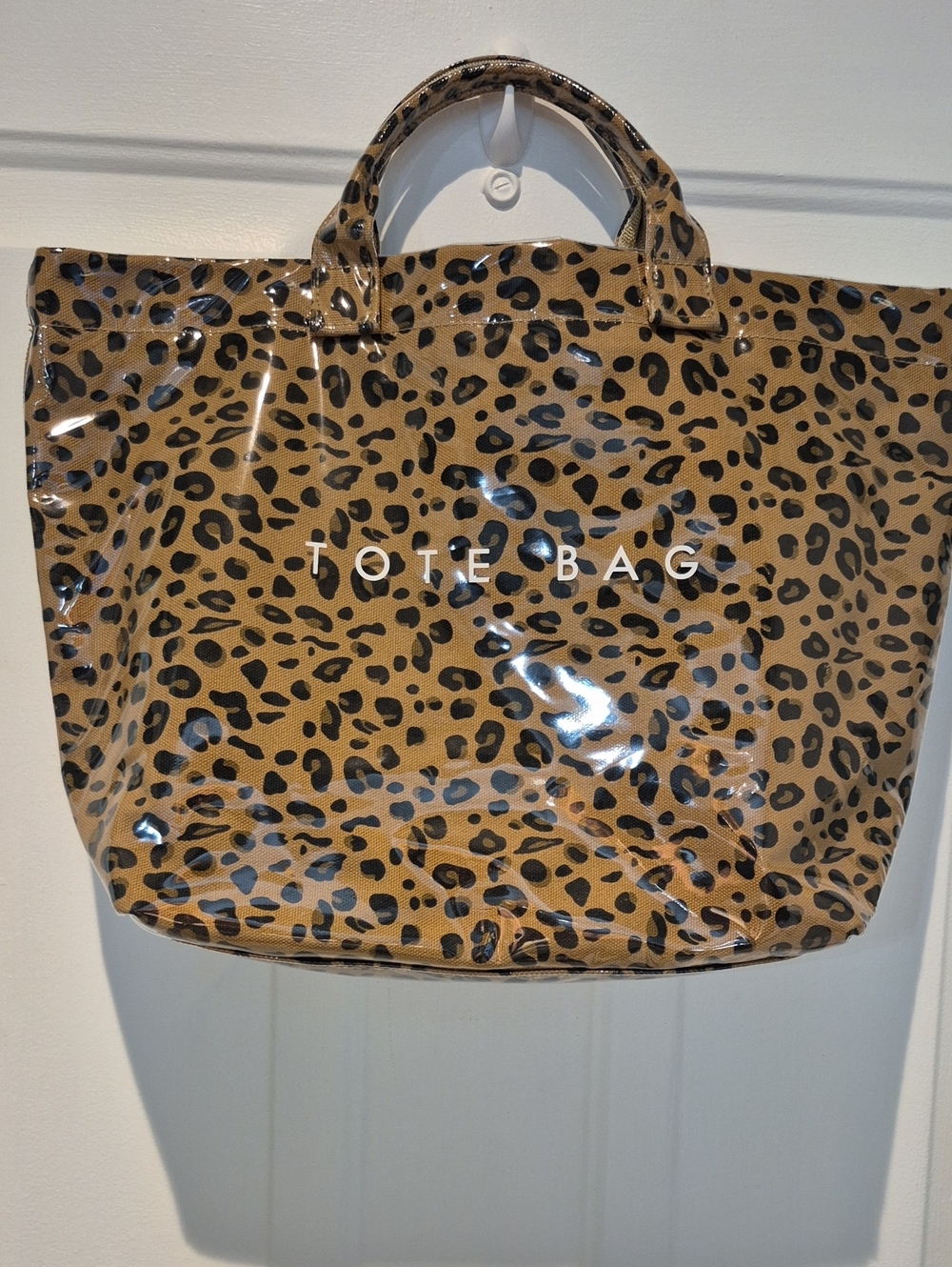 PVC Leopard Print Tote Bag - Brown